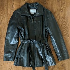 Nine West black leather coat
